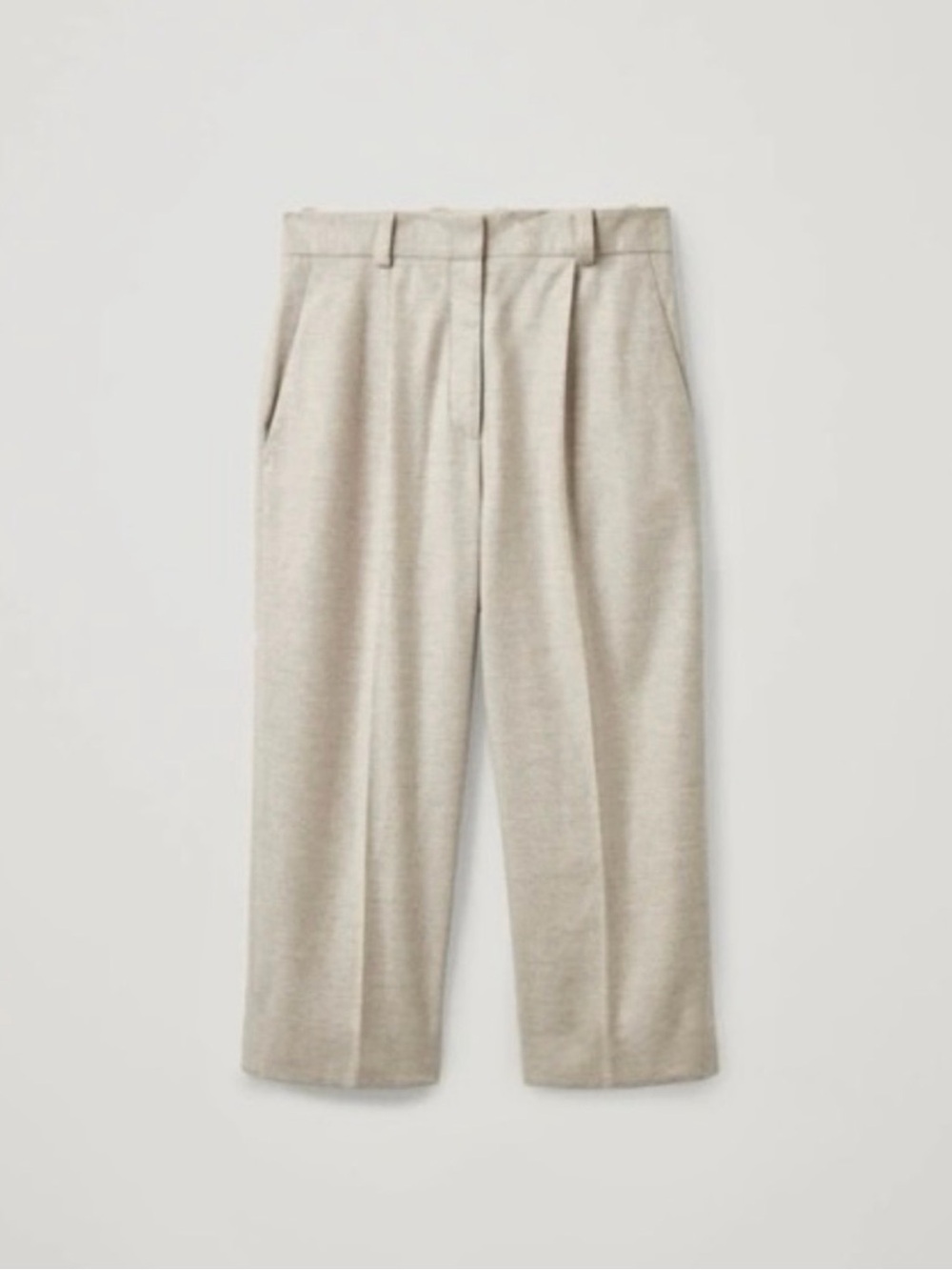 COS Wool Cashmere Wide-Leg Trousers in Light Beige